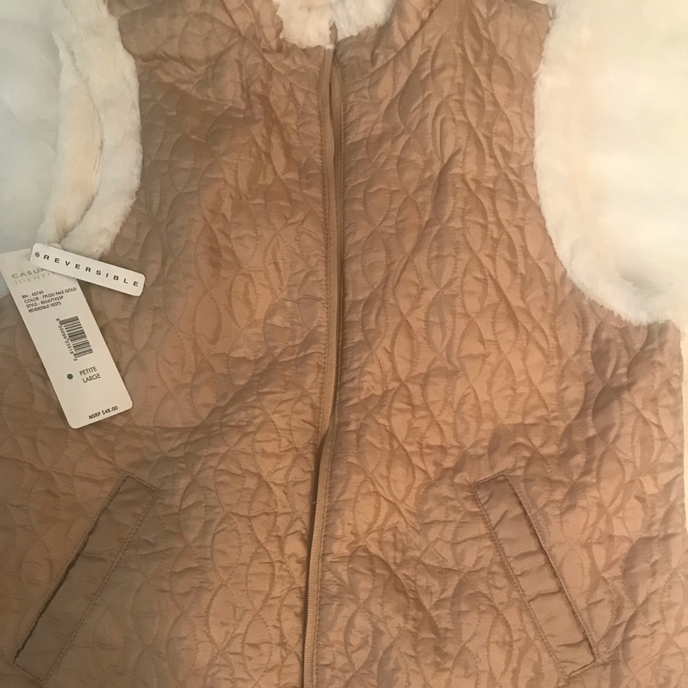 New reversible tan and creme vest